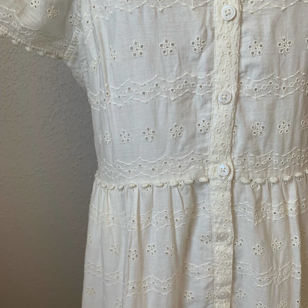 EUC Anthropologie Othilia Livienne Eyelet Maxi Dress in Ivory White Size 4 - Picture 5 of 7
